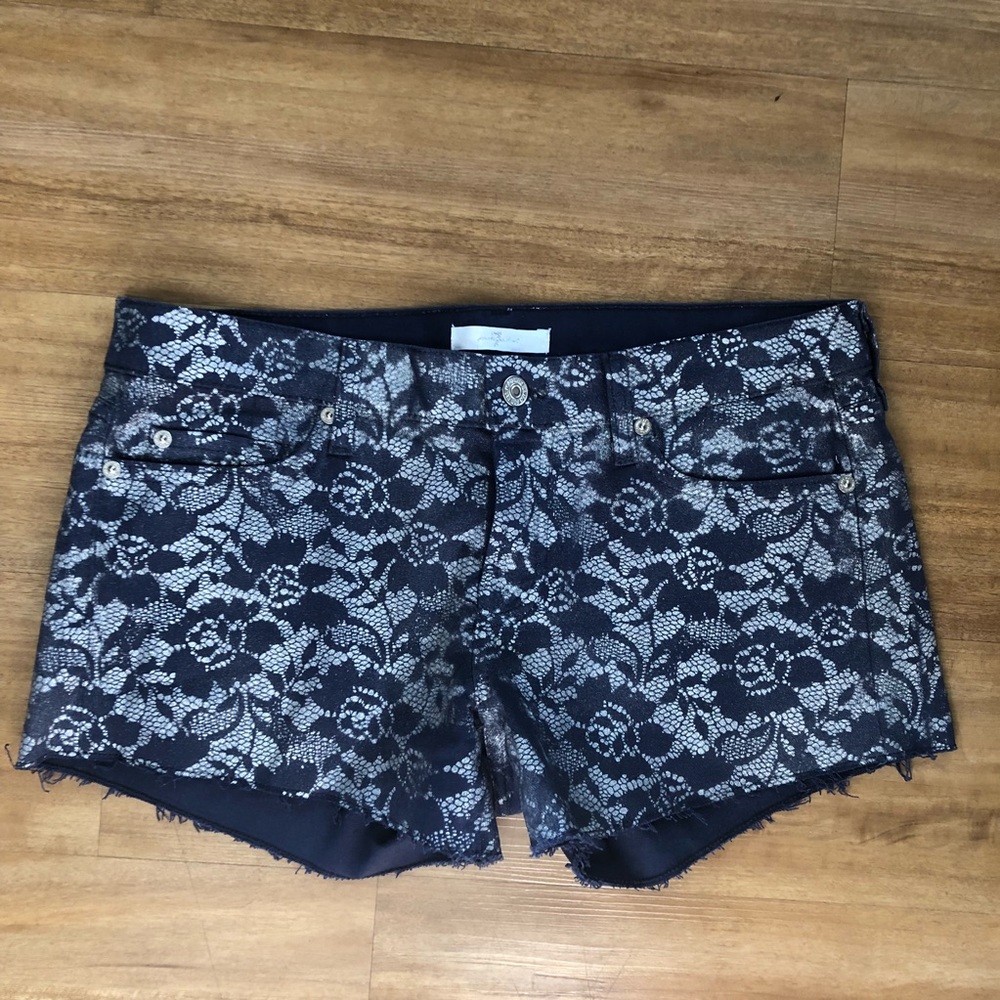 7 for All Mankind Metallic Floral Jean Shorts